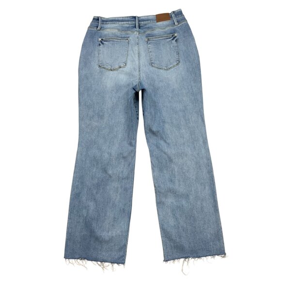 Judy Blue Straight Fit Jeans 20W Plus Size Light Wash Distress V Waist High Rise - Picture 2 of 12